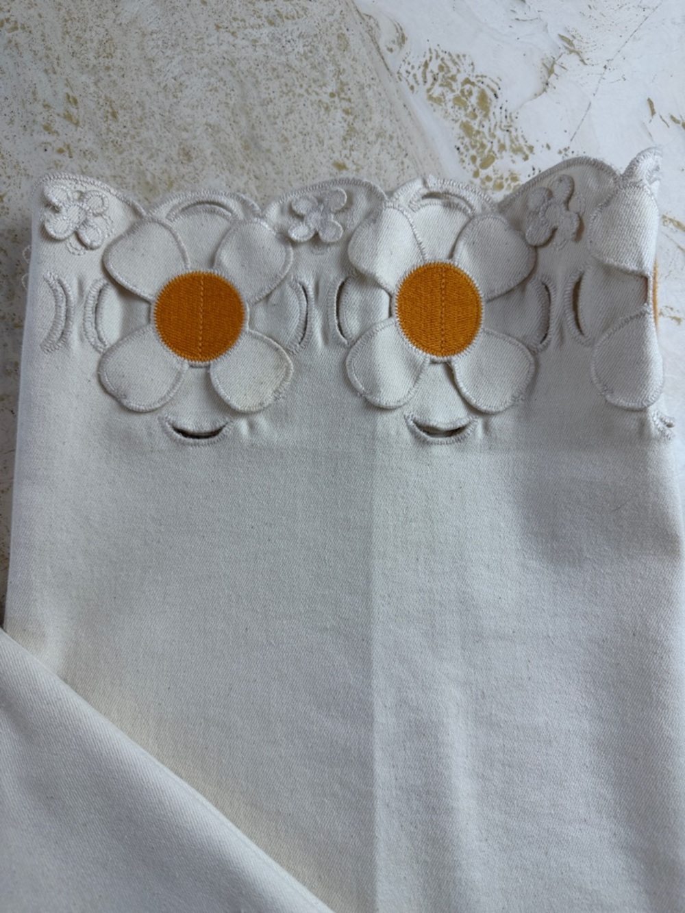Maeve Anthropologie Colette Denim Cropped Wide Leg Jeans Daisy Hem Cream 27P - Picture 5 of 13
